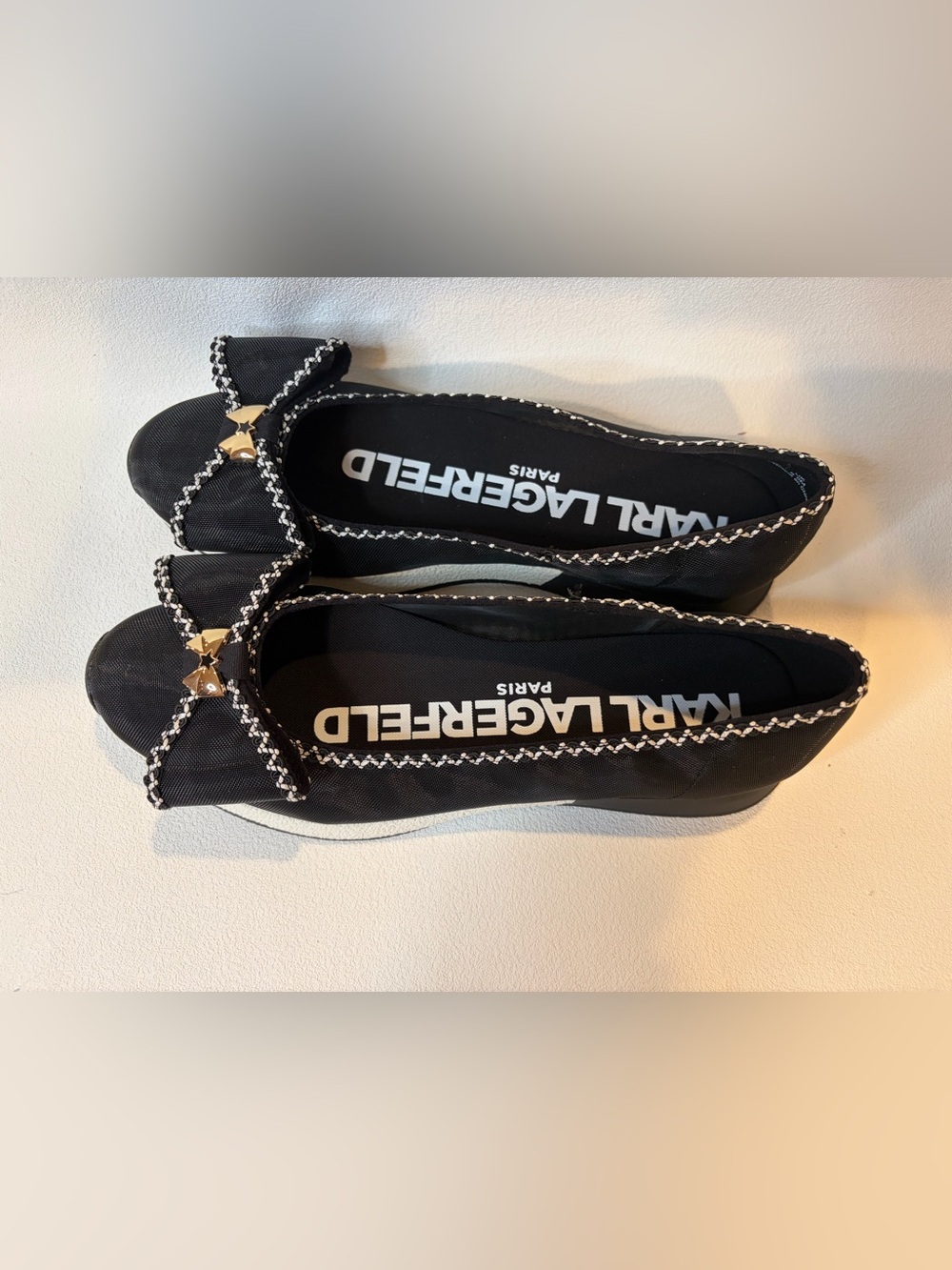 Karl Lagerfeld Paris Macklin Black Bow Ballet Flats Size 8.5 New